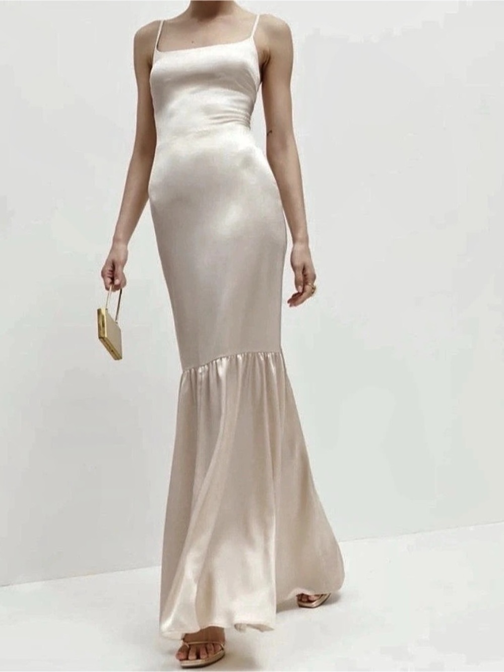 Grand cru/champagne/nude/neutral Reformation bridesmaid Maxi Dress NWT
